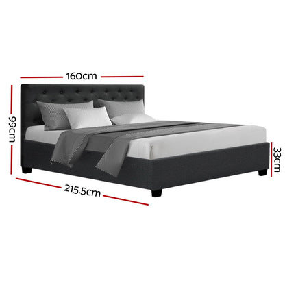 Artiss Bed Frame Queen Size Gas Lift Charcoal VILA BFRAME-E-VILA-Q-CHAR-AB