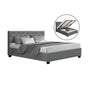 Artiss Bed Frame Queen Size Gas Lift Grey VILA BFRAME-E-VILA-Q-GY-AB