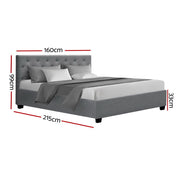 Artiss Bed Frame Queen Size Gas Lift Grey VILA BFRAME-E-VILA-Q-GY-AB