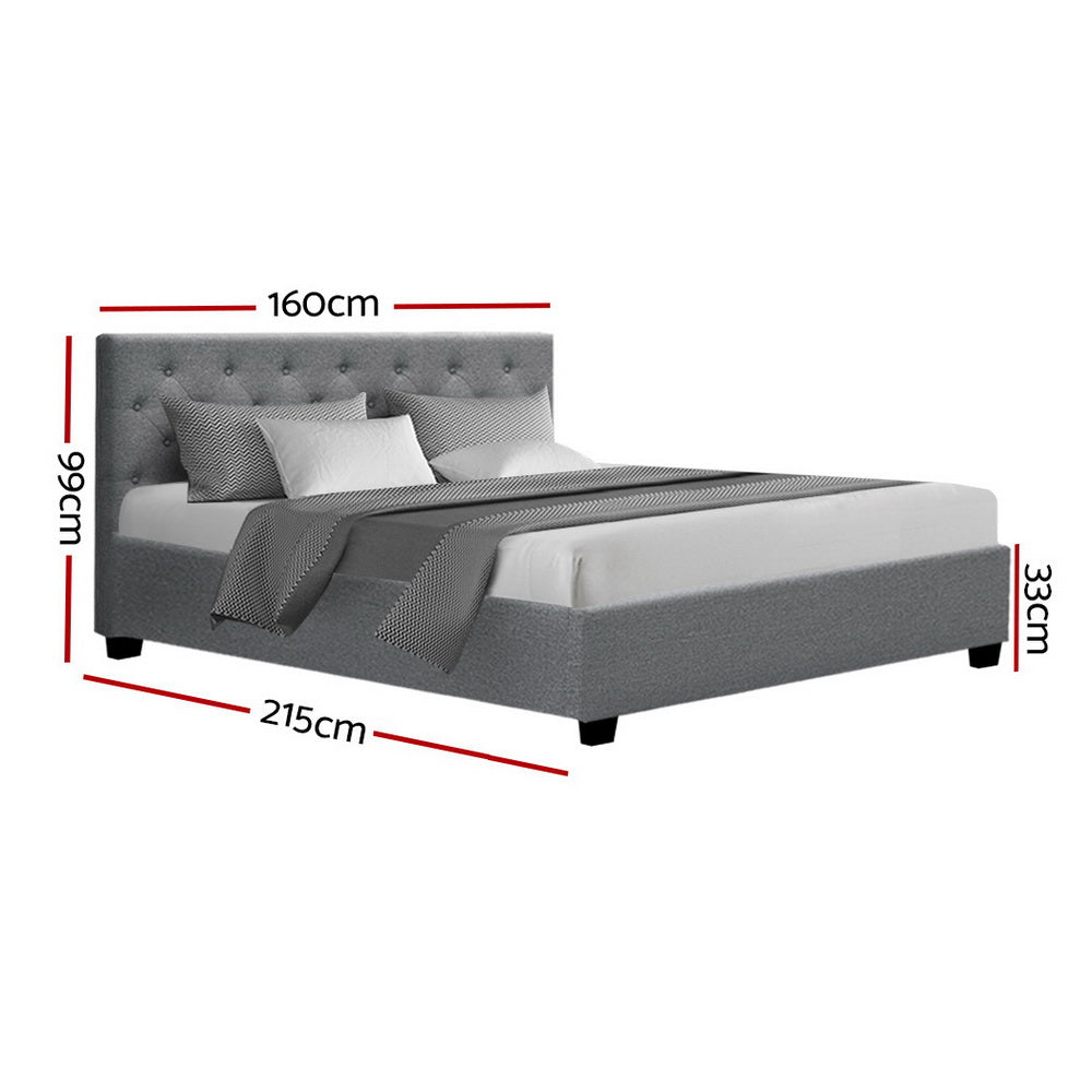 Artiss Bed Frame Queen Size Gas Lift Grey VILA BFRAME-E-VILA-Q-GY-AB