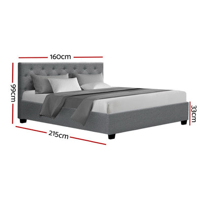 Artiss Bed Frame Queen Size Gas Lift Grey VILA BFRAME-E-VILA-Q-GY-AB
