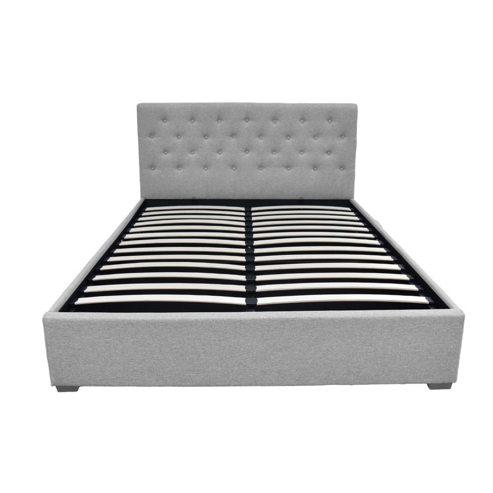 Artiss Bed Frame Queen Size Gas Lift Grey VILA BFRAME-E-VILA-Q-GY-AB