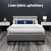 Artiss Bed Frame Queen Size Gas Lift Grey VILA BFRAME-E-VILA-Q-GY-AB