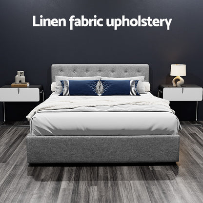 Artiss Bed Frame Queen Size Gas Lift Grey VILA BFRAME-E-VILA-Q-GY-AB