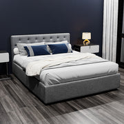 Artiss Bed Frame Queen Size Gas Lift Grey VILA BFRAME-E-VILA-Q-GY-AB