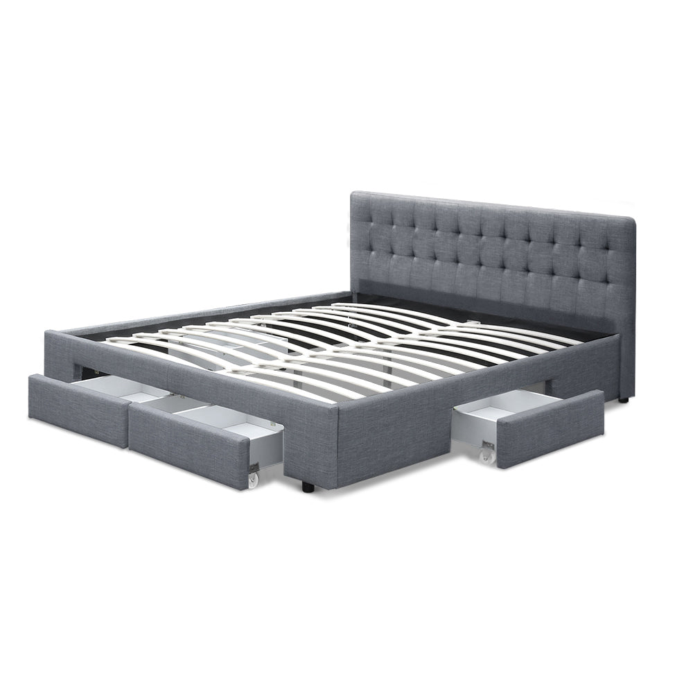 Artiss Bed Frame Queen Size with 4 Drawers Grey AVIO BFRAME-F-AVIO-Q-GY-ABC