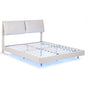 Artiss Double Bed Frame RGB LED Floating Beds Adjustable Headboard Beige White BFRAME-F-DAYLIGHT-D-WH-AB