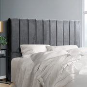 Artiss Bed Head Headboard King Velvet - VELA Grey BFRAME-F-SALA-GY-K