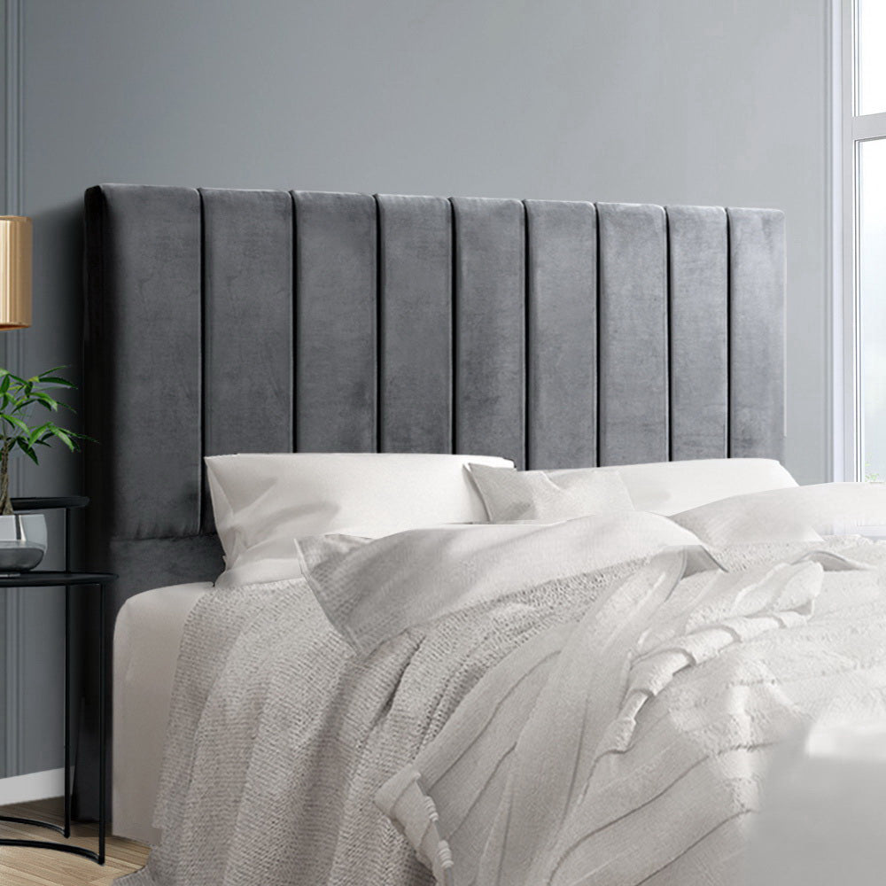 Artiss Bed Head Headboard Queen Velvet - VELA Grey BFRAME-F-SALA-GY-Q