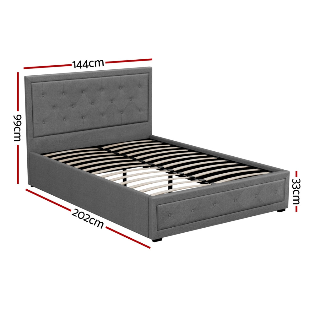 Artiss Bed Frame Double Size Gas Lift Grey TIYO BFRAME-F-TIYO-D-GY-ABC