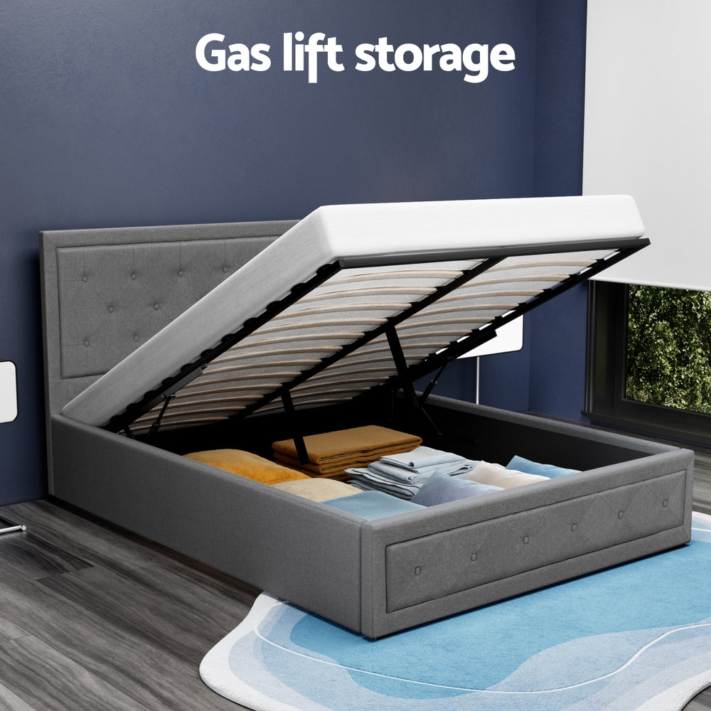 Artiss Bed Frame Double Size Gas Lift Grey TIYO BFRAME-F-TIYO-D-GY-ABC