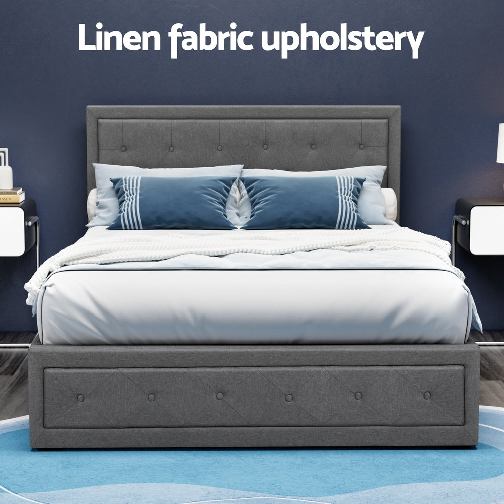 Artiss Bed Frame Double Size Gas Lift Grey TIYO BFRAME-F-TIYO-D-GY-ABC