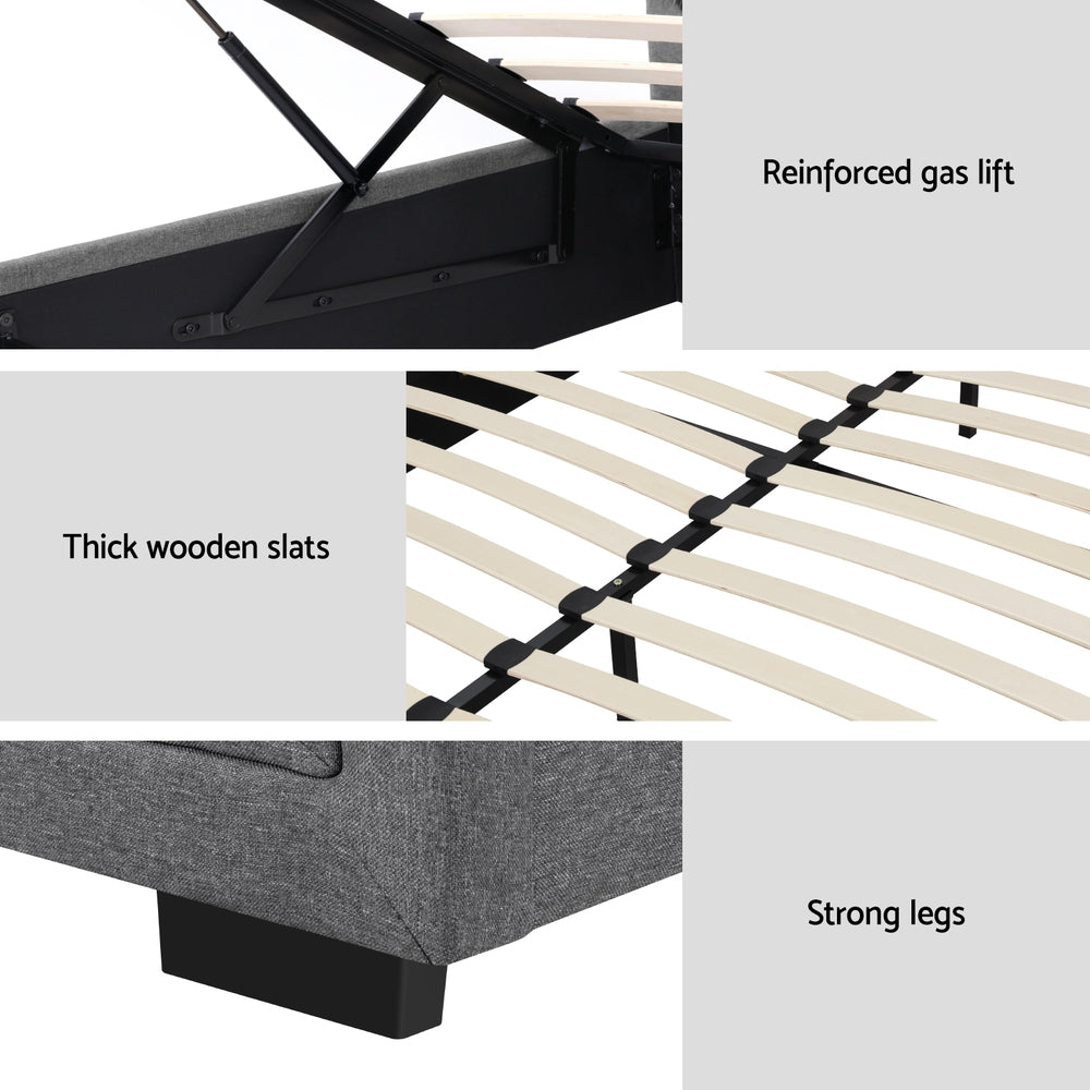 Artiss Bed Frame Double Size Gas Lift Grey TIYO BFRAME-F-TIYO-D-GY-ABC