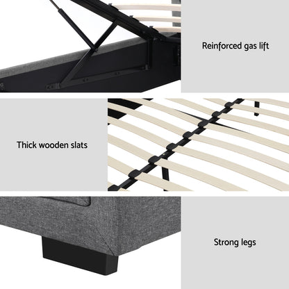 Artiss Bed Frame Double Size Gas Lift Grey TIYO BFRAME-F-TIYO-D-GY-ABC