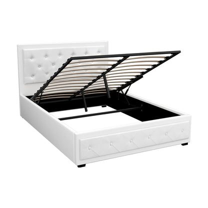 Artiss Bed Frame Double Size Gas Lift White TIYO BFRAME-F-TIYO-D-WH-ABC
