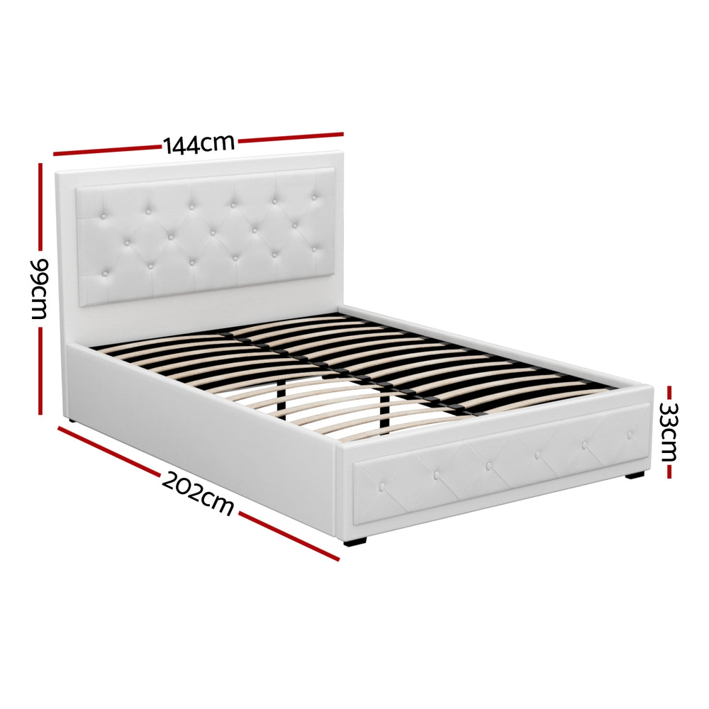 Artiss Bed Frame Double Size Gas Lift White TIYO BFRAME-F-TIYO-D-WH-ABC