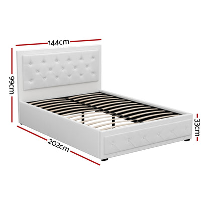 Artiss Bed Frame Double Size Gas Lift White TIYO BFRAME-F-TIYO-D-WH-ABC