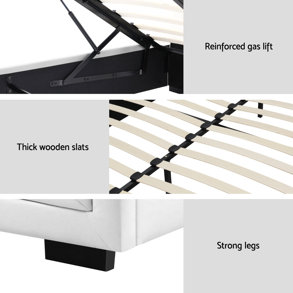 Artiss Bed Frame Double Size Gas Lift White TIYO BFRAME-F-TIYO-D-WH-ABC