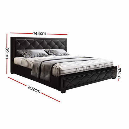 Artiss Bed Frame Double Size Gas Lift Black TIYO BFRAME-F-TIYO-GAS-D-BK-ABC