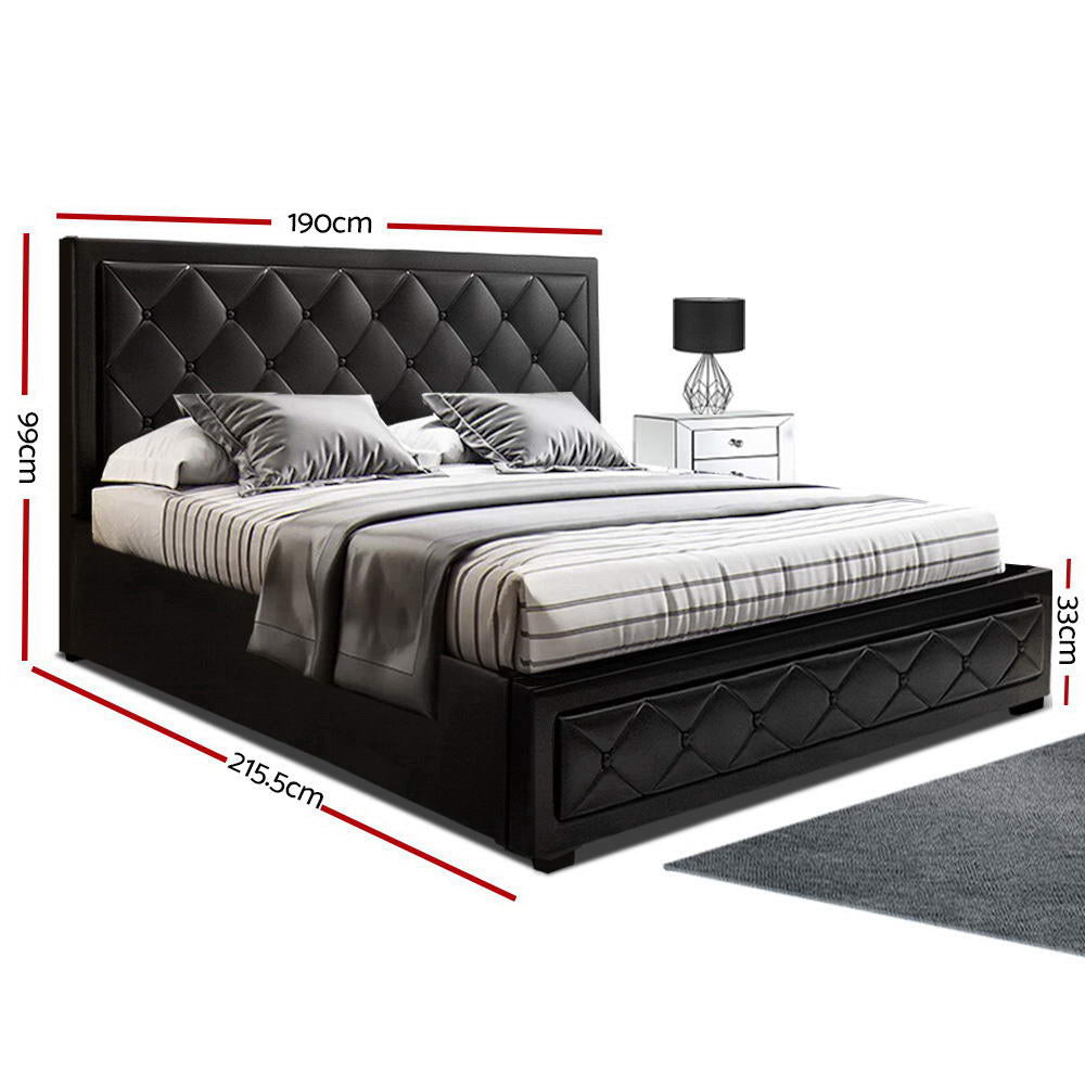 Artiss Bed Frame King Size Gas Lift Black TIYO BFRAME-F-TIYO-K-BK-ABC