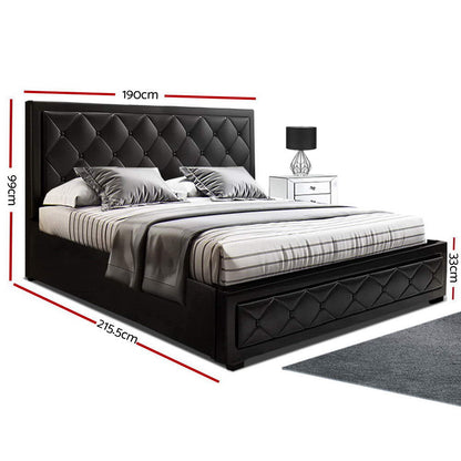 Artiss Bed Frame King Size Gas Lift Black TIYO BFRAME-F-TIYO-K-BK-ABC