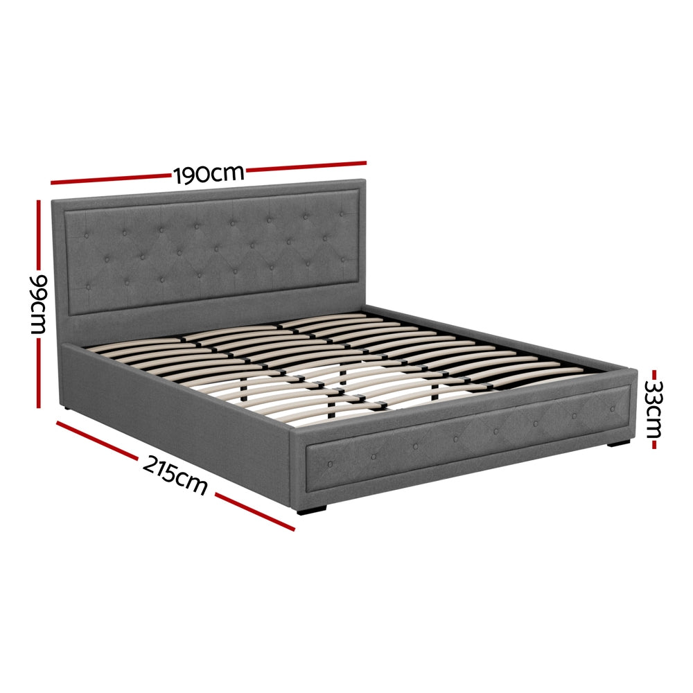 Artiss Bed Frame King Size Gas Lift Grey TIYO BFRAME-F-TIYO-K-GY-ABC