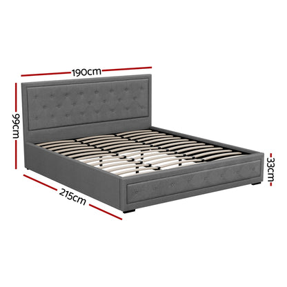 Artiss Bed Frame King Size Gas Lift Grey TIYO BFRAME-F-TIYO-K-GY-ABC