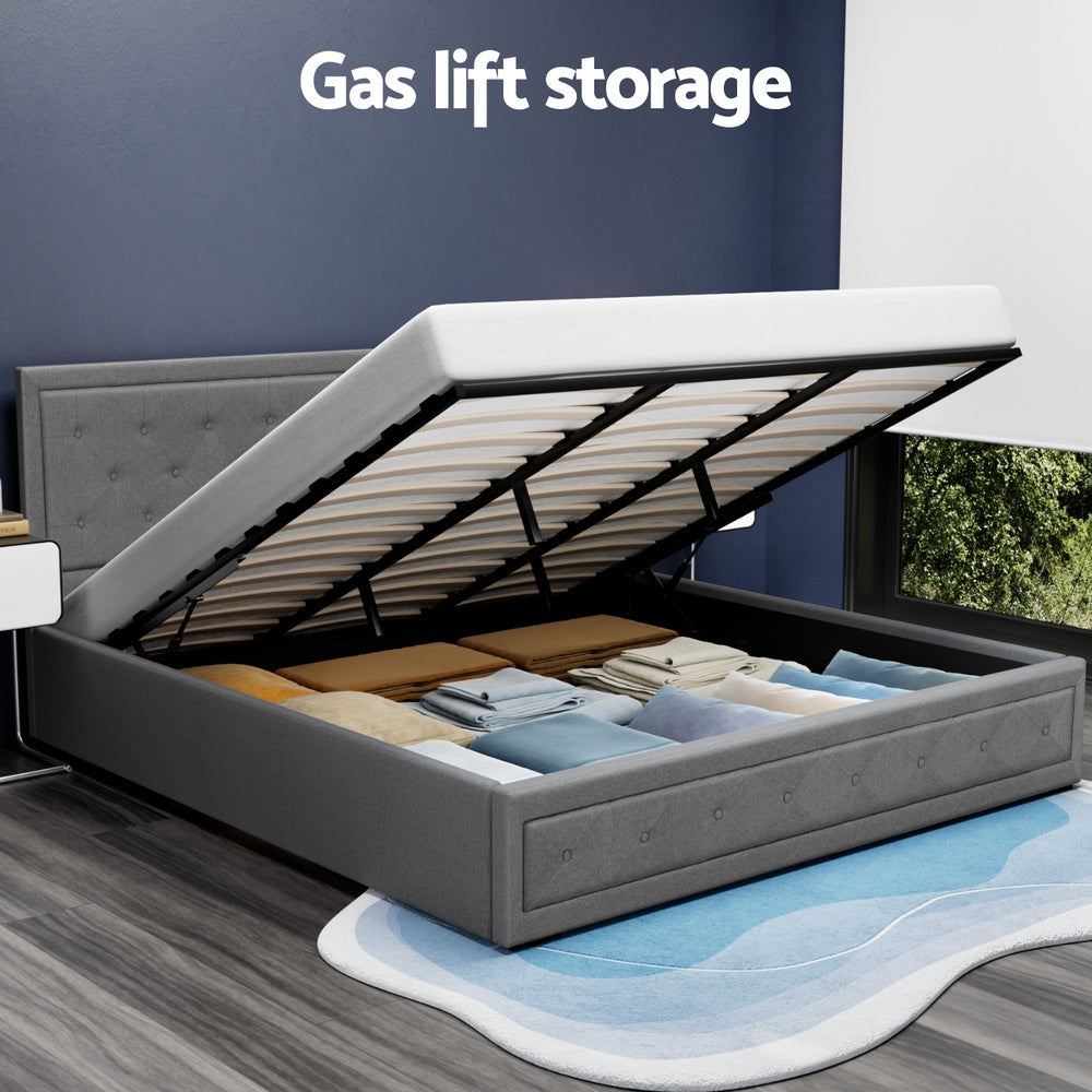 Artiss Bed Frame King Size Gas Lift Grey TIYO BFRAME-F-TIYO-K-GY-ABC