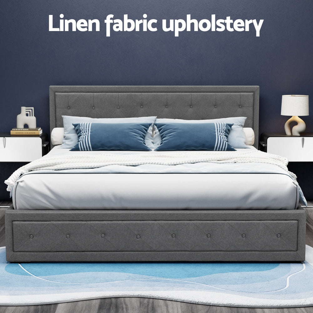 Artiss Bed Frame King Size Gas Lift Grey TIYO BFRAME-F-TIYO-K-GY-ABC