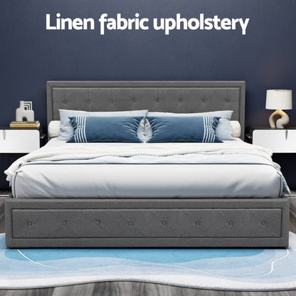 Artiss Bed Frame King Size Gas Lift Grey TIYO BFRAME-F-TIYO-K-GY-ABC