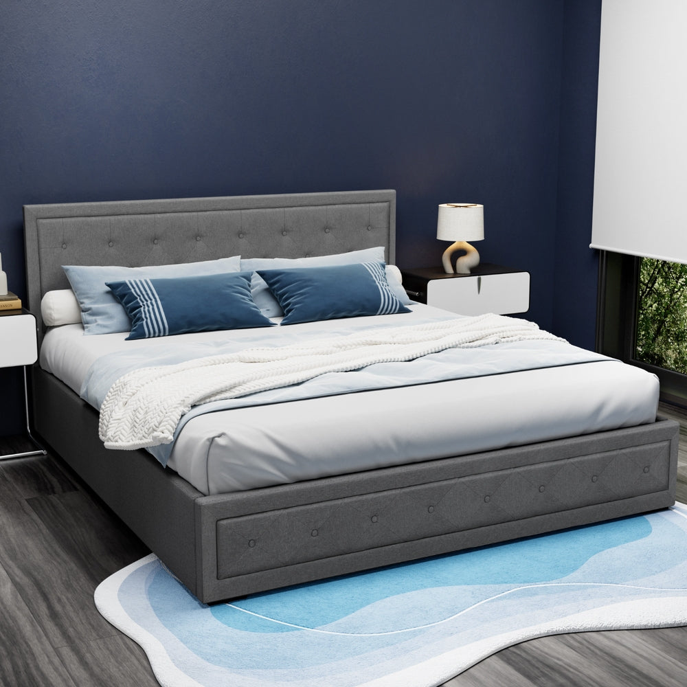 Artiss Bed Frame King Size Gas Lift Grey TIYO BFRAME-F-TIYO-K-GY-ABC