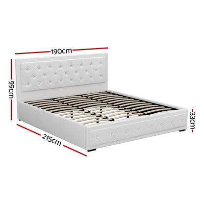 Artiss Bed Frame King Size Gas Lift White TIYO BFRAME-F-TIYO-K-WH-ABC