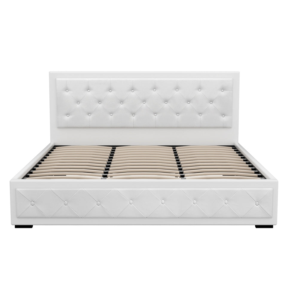 Artiss Bed Frame King Size Gas Lift White TIYO BFRAME-F-TIYO-K-WH-ABC
