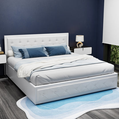 Artiss Bed Frame King Size Gas Lift White TIYO BFRAME-F-TIYO-K-WH-ABC