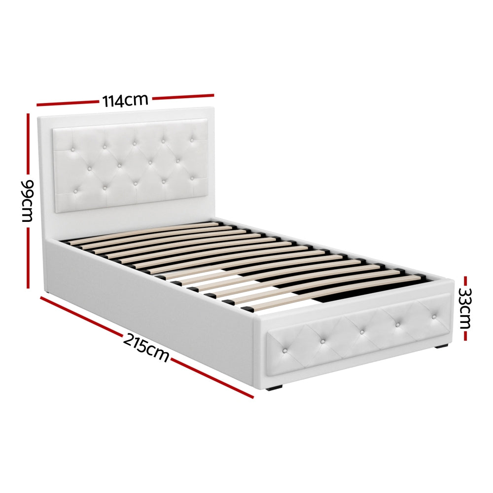 Artiss Bed Frame King Single Size Gas Lift White TIYO BFRAME-F-TIYO-KS-WH-ABC