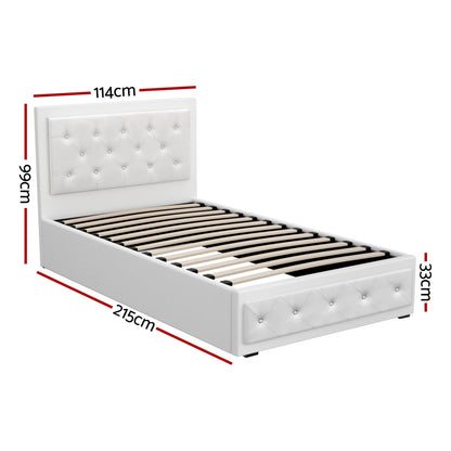 Artiss Bed Frame King Single Size Gas Lift White TIYO BFRAME-F-TIYO-KS-WH-ABC