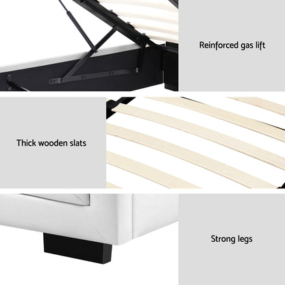 Artiss Bed Frame King Single Size Gas Lift White TIYO BFRAME-F-TIYO-KS-WH-ABC