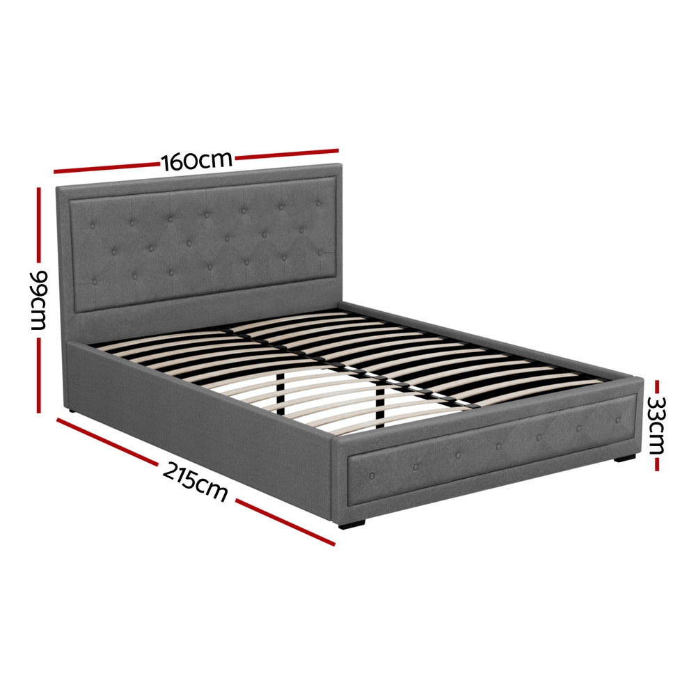 Artiss Bed Frame Queen Size Gas Lift Grey TIYO BFRAME-F-TIYO-Q-GY-ABC