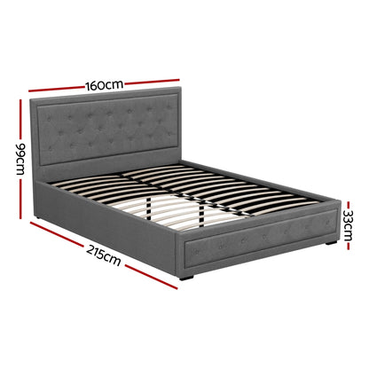 Artiss Bed Frame Queen Size Gas Lift Grey TIYO BFRAME-F-TIYO-Q-GY-ABC