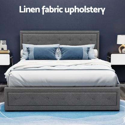 Artiss Bed Frame Queen Size Gas Lift Grey TIYO BFRAME-F-TIYO-Q-GY-ABC