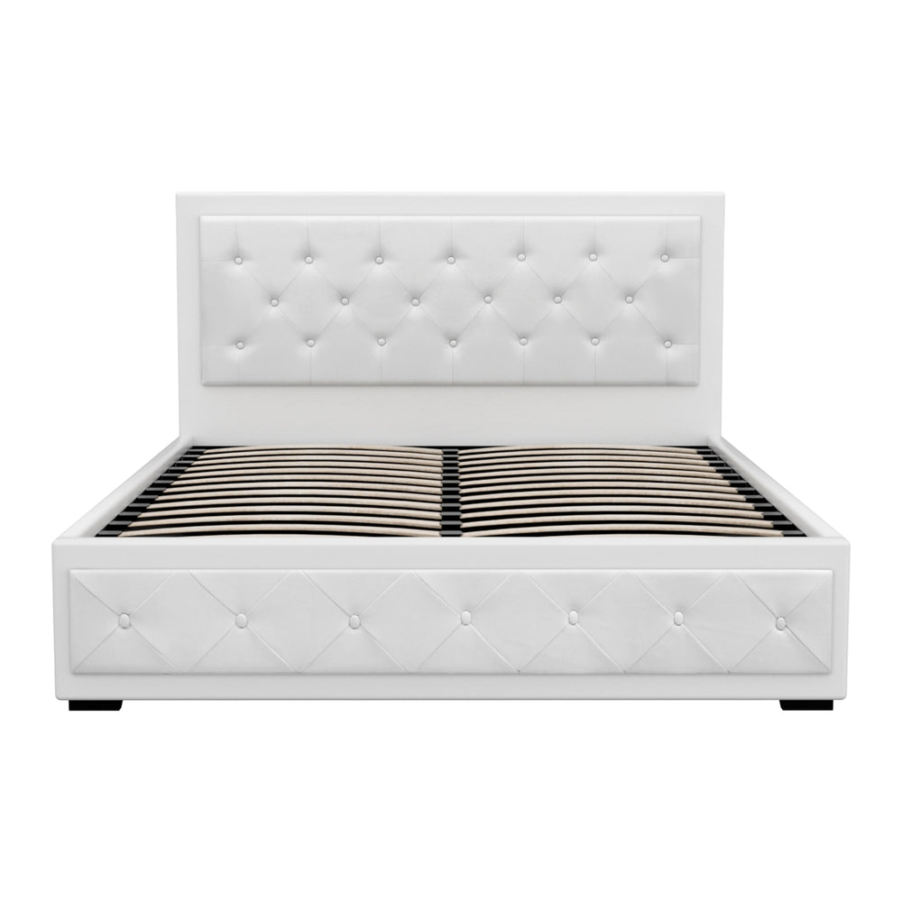 Artiss Bed Frame Queen Size Gas Lift White TIYO BFRAME-F-TIYO-Q-WH-ABC