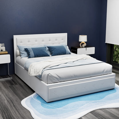 Artiss Bed Frame Queen Size Gas Lift White TIYO BFRAME-F-TIYO-Q-WH-ABC