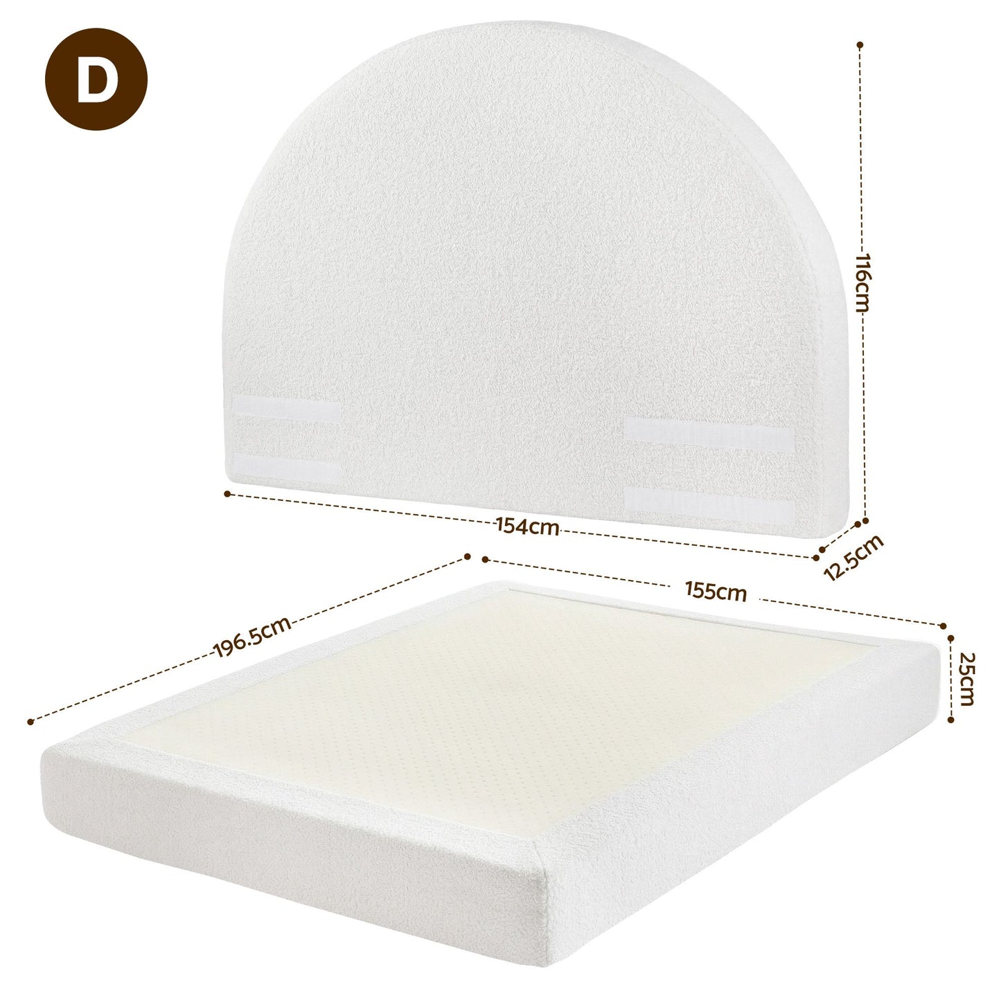 Artiss Double Bed Frame Boucle Fabric Vacuum Compressed Beds Removable Washable Cover No-Assembly BFRAME-FOAM-NOVA-D-WH