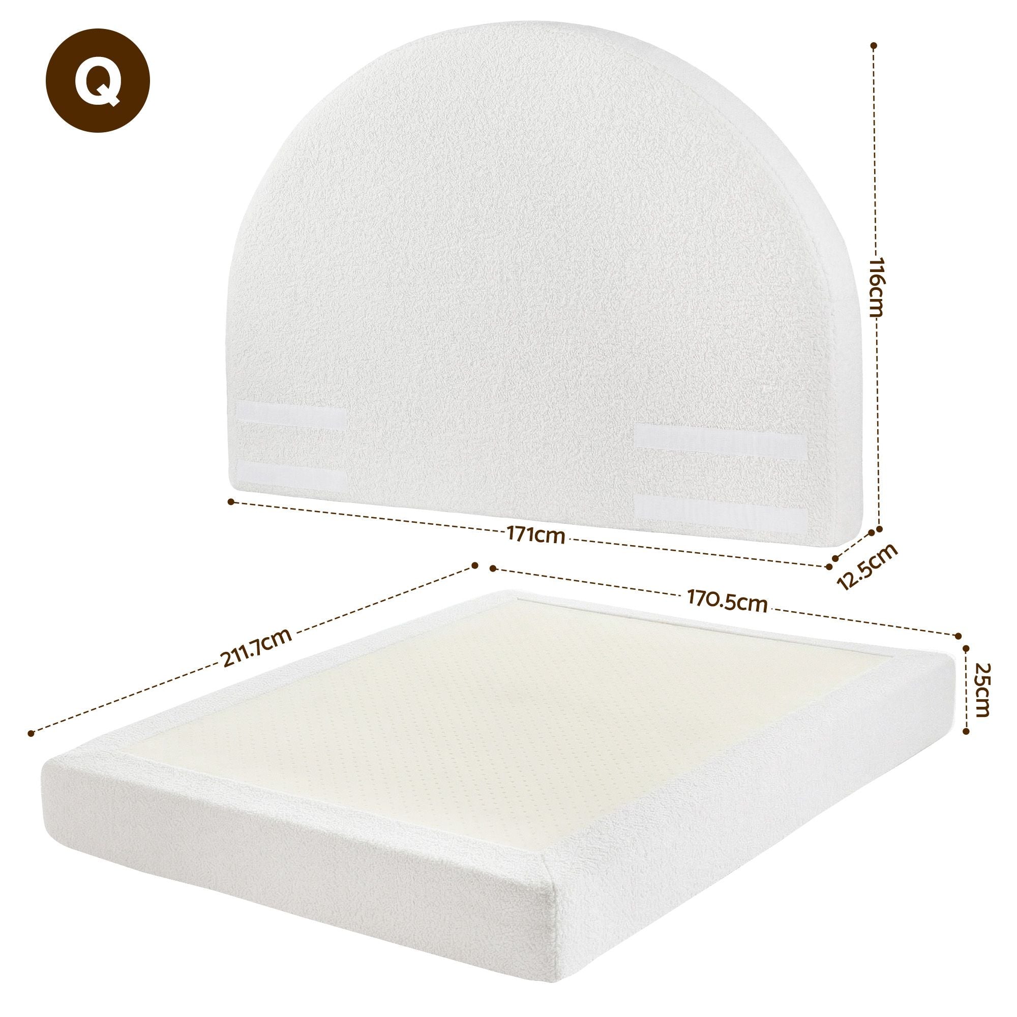 Artiss NOVA Queen No-Assembly Boucle Bed Frame – Cream White