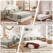 Artiss NOVA Queen No-Assembly Boucle Bed Frame – Cream White