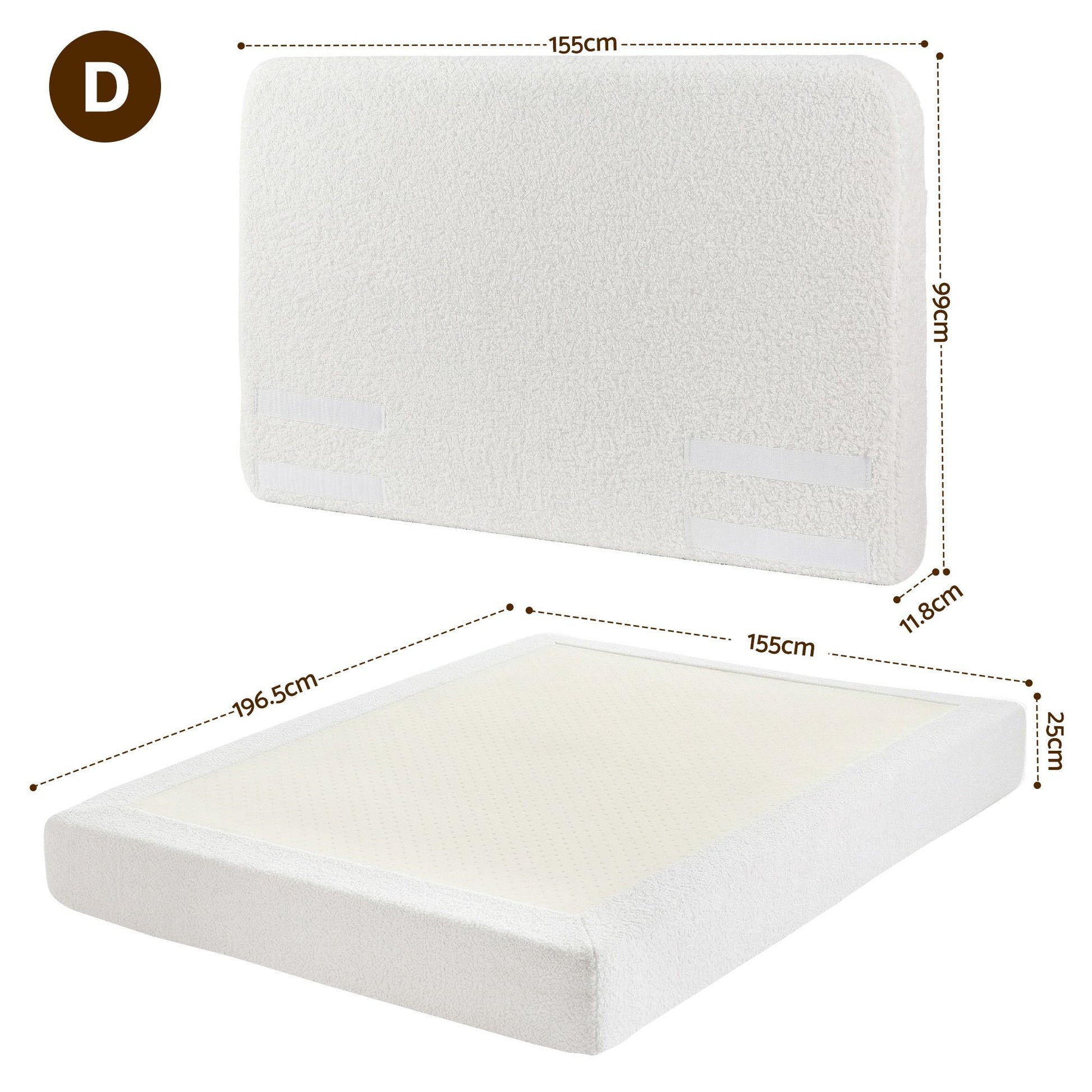 Artiss Double Bed Frame Boucle Fabric Vacuum Compressed Beds Removable Washable Cover BFRAME-FOAM-SOLIS-D-WH
