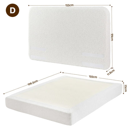 Artiss Double Bed Frame Boucle Fabric Vacuum Compressed Beds Removable Washable Cover BFRAME-FOAM-SOLIS-D-WH