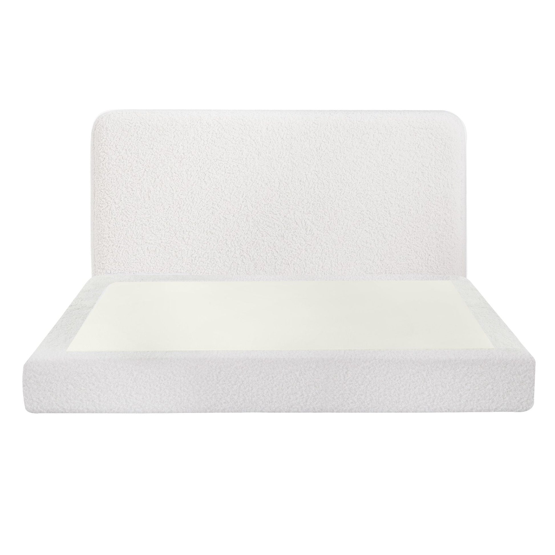 Artiss Double Bed Frame Boucle Fabric Vacuum Compressed Beds Removable Washable Cover BFRAME-FOAM-SOLIS-D-WH