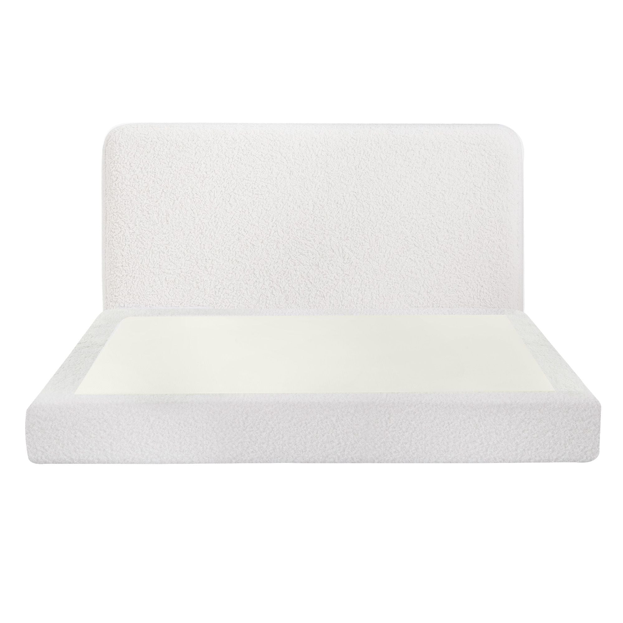 Artiss Double Bed Frame Boucle Fabric Vacuum Compressed Beds Removable Washable Cover BFRAME-FOAM-SOLIS-D-WH