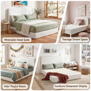 Artiss Double Bed Frame Boucle Fabric Vacuum Compressed Beds Removable Washable Cover BFRAME-FOAM-SOLIS-D-WH